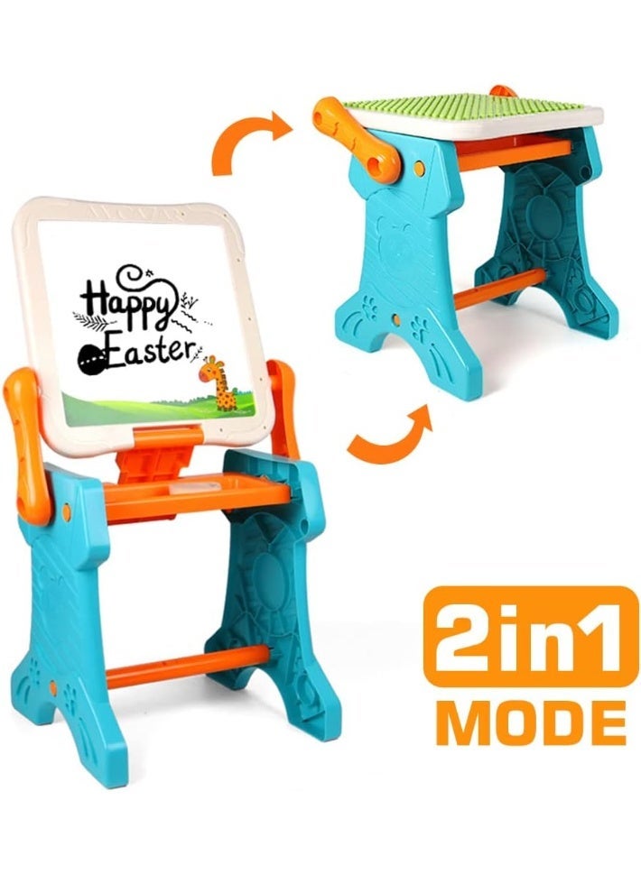 2-in-1 Kids Educational Table with Dual-Sided Drawing Board  Whiteboard and Chalkboard  Activity Table for Creativity, Learning Letters and Numbers Easy No-Screw Assembly  Suitable for Children Ages 3 and Up - Image 5